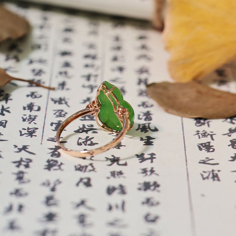 Fashion original design Hetian jade jewelry gold inlaid jade ring