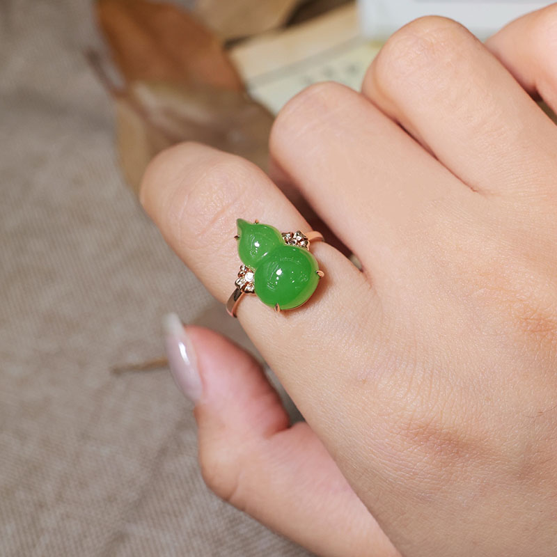 Fashion original design Hetian jade jewelry gold inlaid jade ring