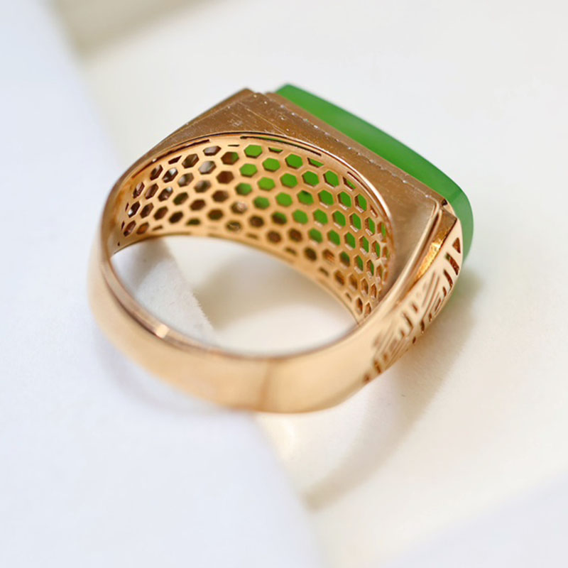 Original design Hetian jade gold inlaid jade ring for leaders