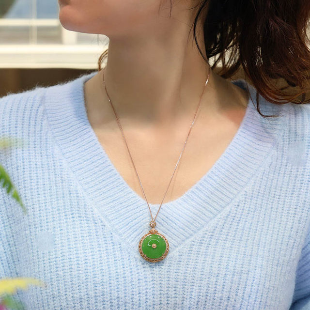 Original design jade gold inlaid jade necklace for my wife