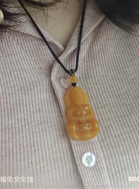 天然黄玉观音佛像吊坠男女款