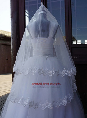 头纱蕾丝花边新款结婚乳白色配饰