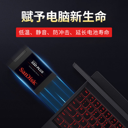 闪迪固态硬盘2tb笔记本台式机高速加强版电脑装机SSD固态硬盘 - 图0