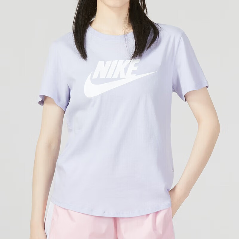 NIKE耐克短袖女款经典大logo印花纯棉圆领休闲运动T恤DX7907-536