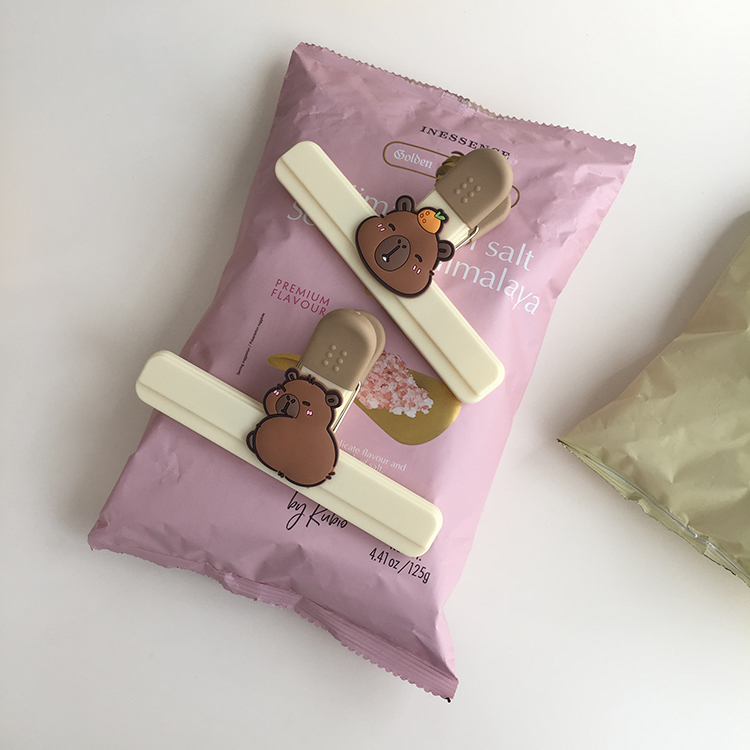 可爱卡皮巴拉封口夹厨房食品袋保鲜密封夹零食袋咖啡防潮小夹子 - 图3