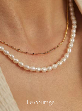 法式双层18K淡水小米珍珠项链