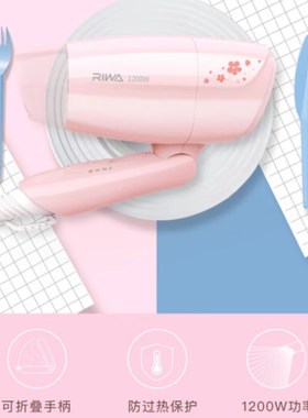 雷瓦(RIWA) 电吹风机 1200W冷热风恒温家用迷你可折叠吹风筒