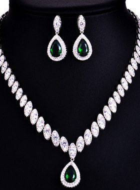 水滴项链耳环婚礼饰品宴会网红