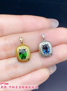 S925纯银宫廷风吊坠空托5*7mm