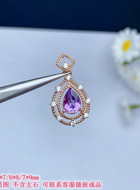 S925纯银水滴形吊坠空托多规格