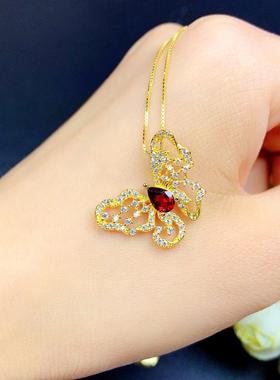 女纯银水滴形蝴蝶甜美款