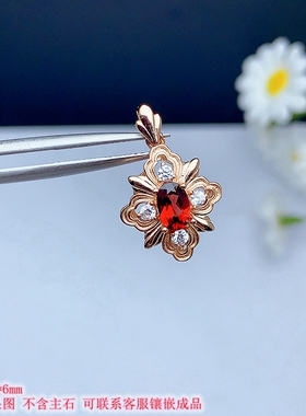 新款S925纯银镂空吊坠空托设计