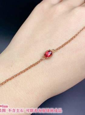 S925银手链空托4*6mm经典时尚