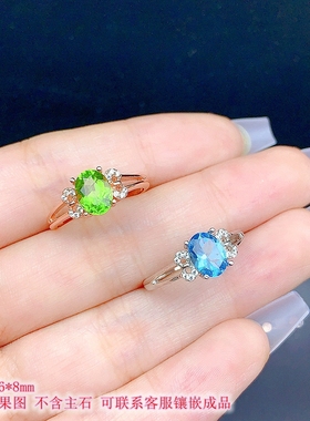 S925银复古戒指空托尺寸6*8mm