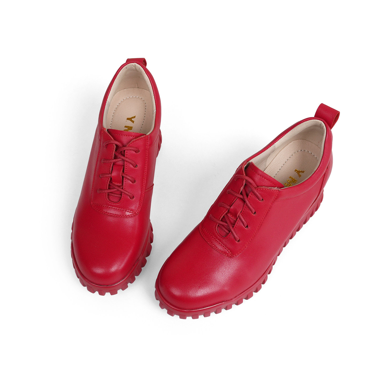 真皮红色内增高女鞋中老年妈妈鞋简约风软皮小白鞋2025新款女单鞋,淘宝优惠券,粉丝福利购,淘宝优惠卷