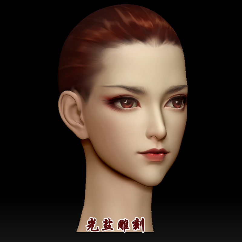 美女性光头stl面部3d头雕模型圆雕3D打印素材zbrush人体头部模型 - 图0