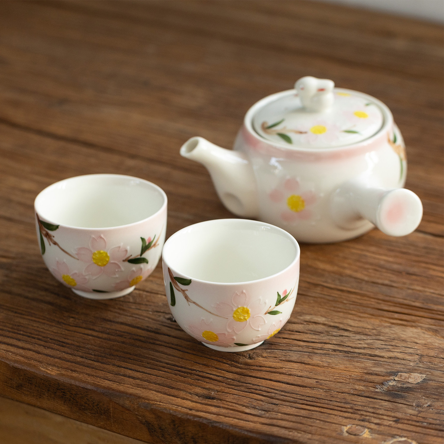 日本进口濑户烧手绘樱花兔子茶壶茶杯日式茶具急须壶配滤网侧把壶,淘宝优惠券,粉丝福利购,淘宝优惠卷