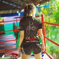 New Thai Dragondragon Tai Boxer Black Fight Training Speed Dry Sport Men and women Half sleeves Leisure short sleeves