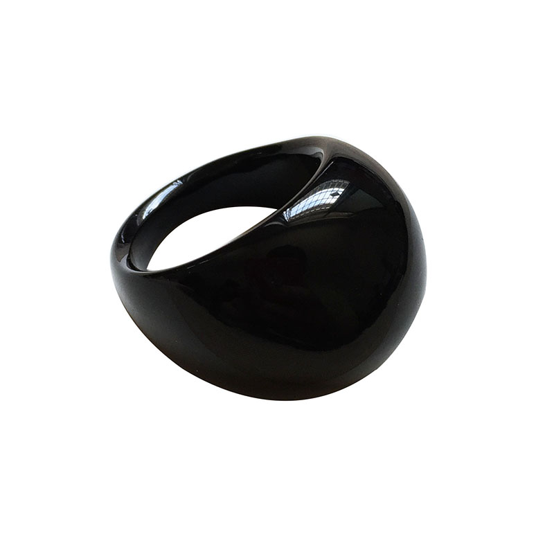 Natural black agate finger ring for men and women, domineering personality, exaggerated chalcedony water droplets, wealth-gathering style, niche cold style ring