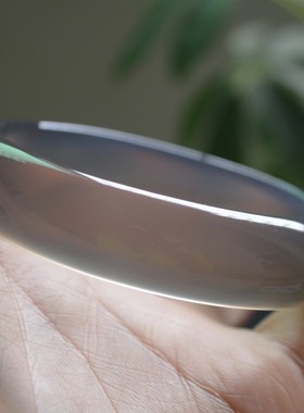 纯天然灰紫玉髓手镯加厚烟灰色女