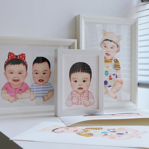 手绘婴儿纪念品diy自制作百天纪念日宝宝新生满月胎毛画礼物定制 - 图0