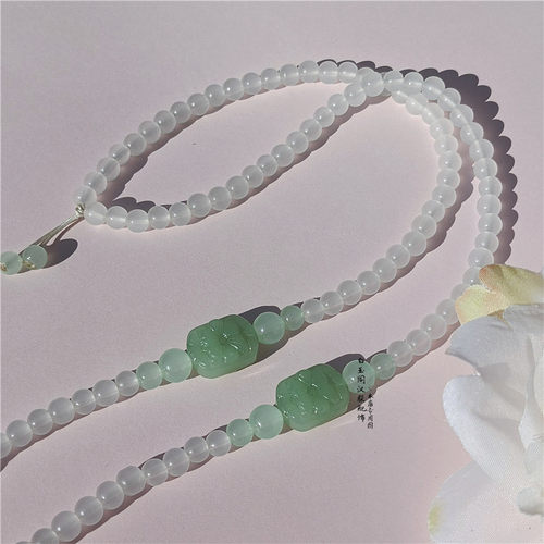 长款无事牌后缀流苏璎珞背云项链明制汉服配饰古风平安项圈颈链饰 - 图1