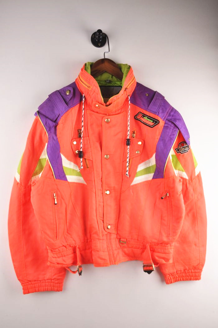 vintage古着滑雪服户外保暖防风保暖荧光霹雳半拉链冲锋衣外套h7