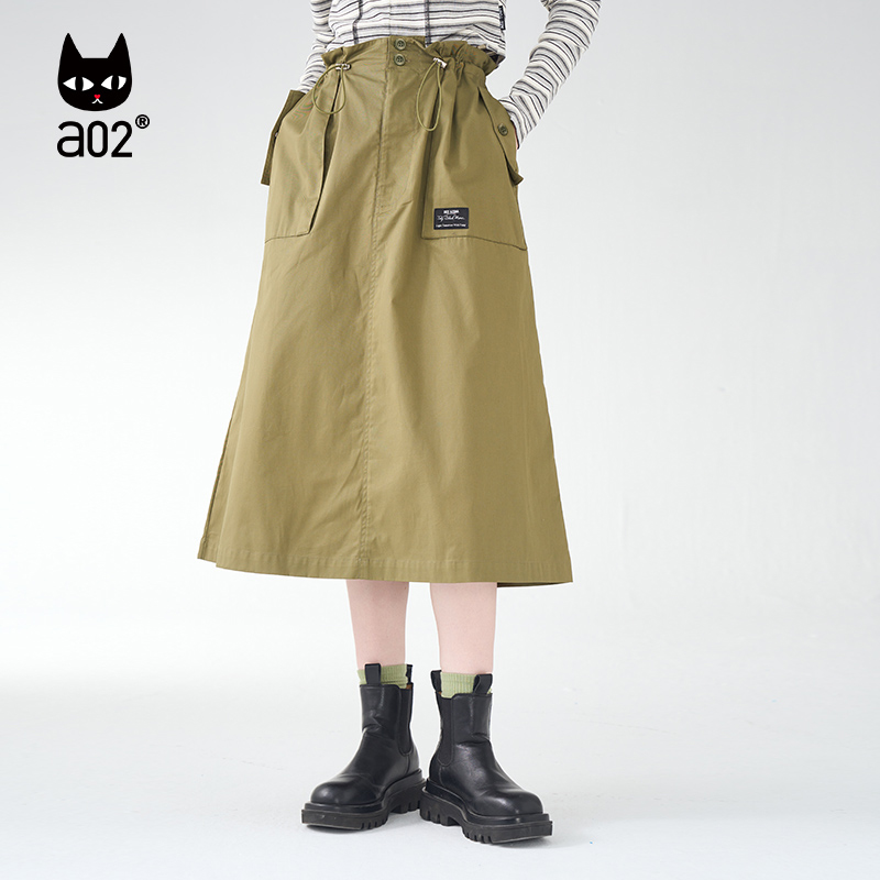 【Fuzzy style】a02休闲半身裙2024秋新品宽松潮酷A字显瘦工装裙 - 图0