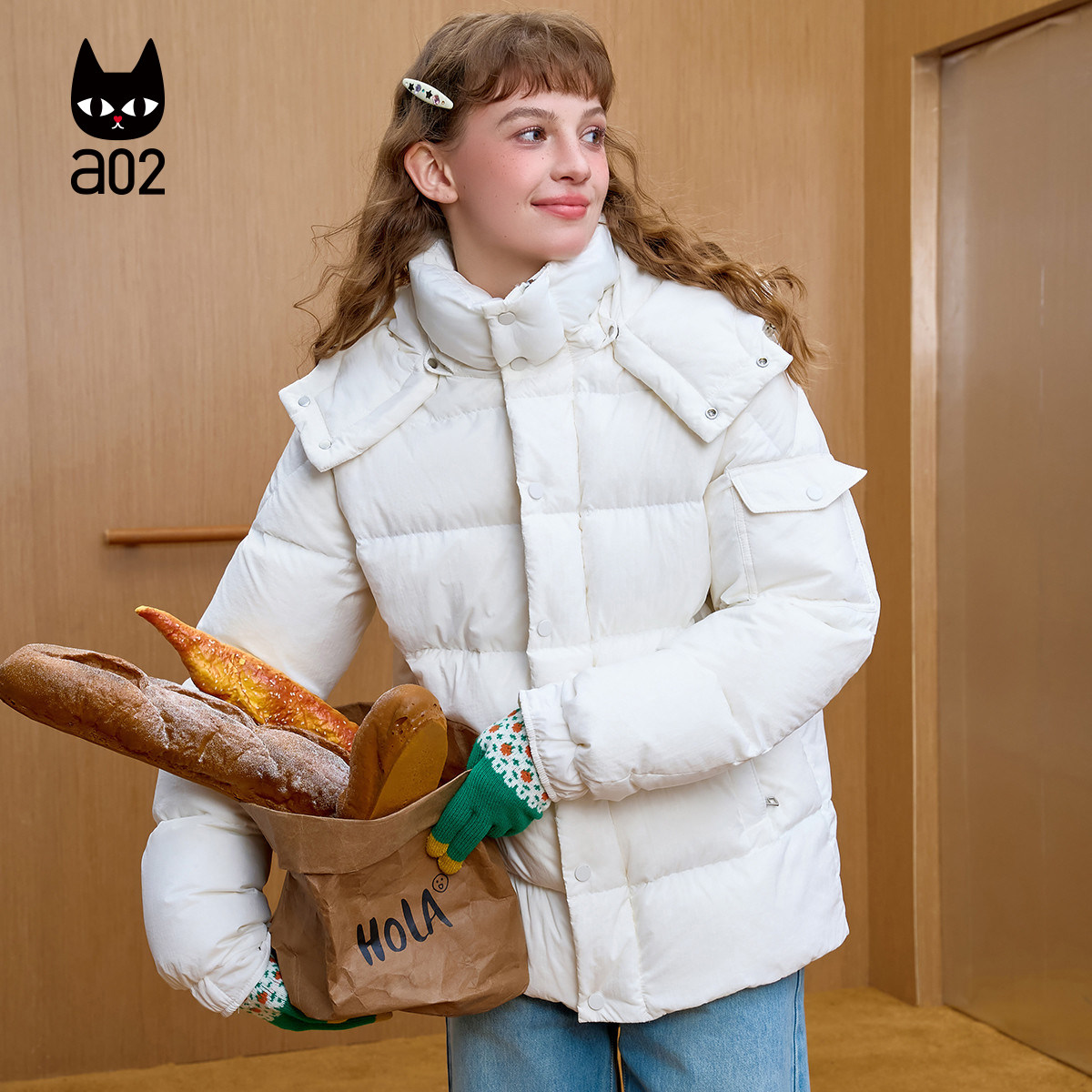 a02短款羽绒服冬季女款2025新款泡芙轻薄派克服白色连帽外套女,淘宝优惠券,粉丝福利购,淘宝优惠卷