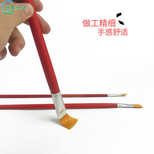 尼龙毛笔红杆油画水粉水彩美术颜料小号中号大号画笔摊位初学用笔 - 图1