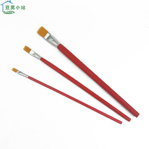 尼龙毛笔红杆油画水粉水彩美术颜料小号中号大号画笔摊位初学用笔 - 图2