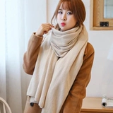 Белый зимний шарф, длинная удерживающая тепло универсальная цветная трикотажная шерстяная накидка для школьников, в корейском стиле