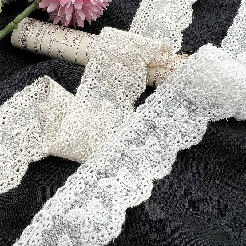 蝴蝶结双边小孔刺绣棉布花边DIY日韩小清新童服装辅料洛丽塔配饰,淘宝优惠券,粉丝福利购,淘宝优惠卷