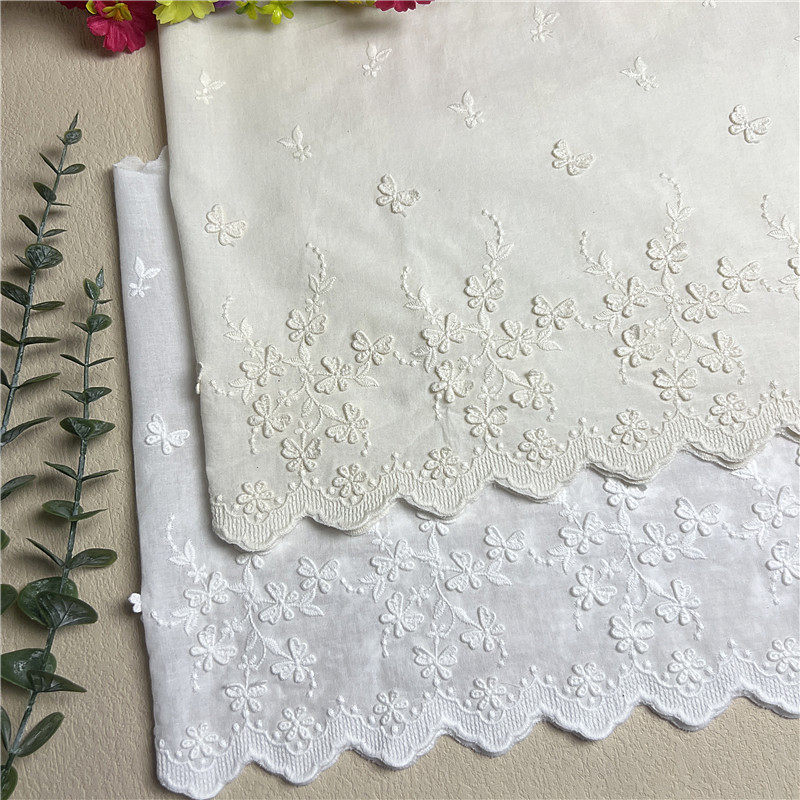 宽27cm新款立体小蝴蝶飞舞凸绣棉布花边女装服饰家纺纯棉蕾丝布料,淘宝优惠券,粉丝福利购,淘宝优惠卷