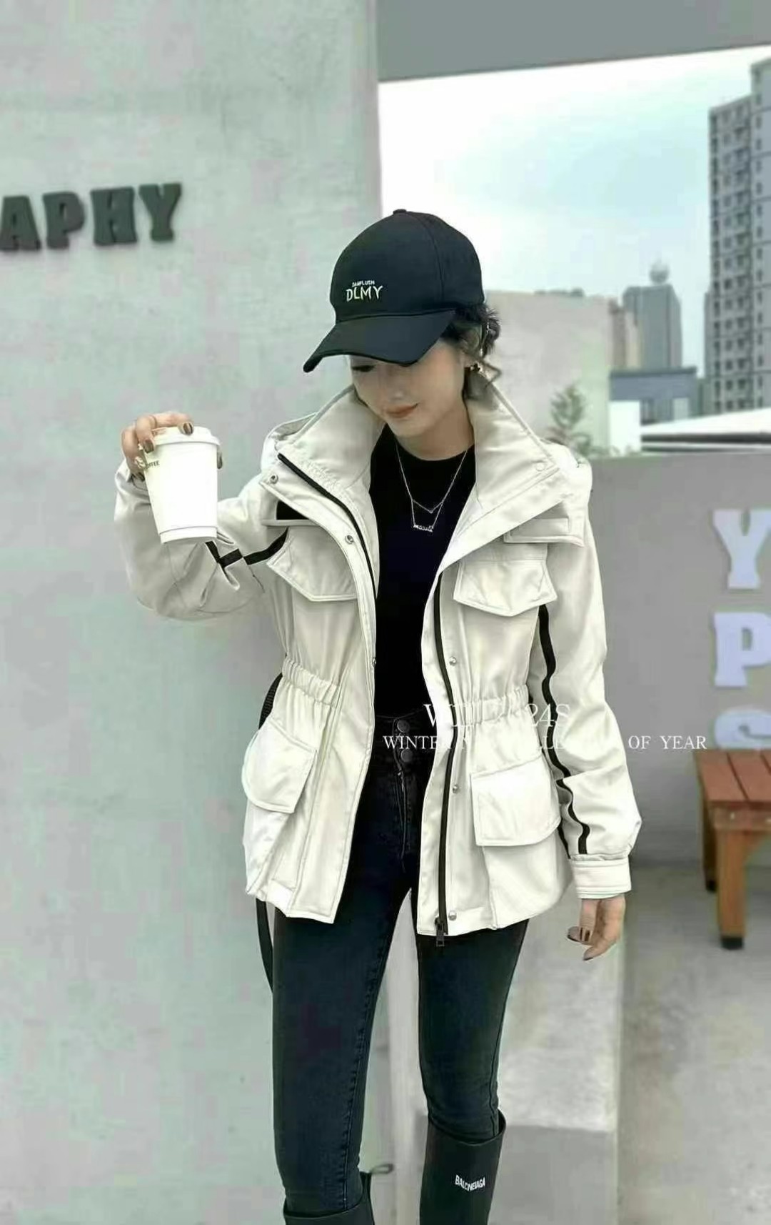 2024秋冬款欧货女装明星同款冲锋衣修身显瘦冲锋衣外套羽绒服