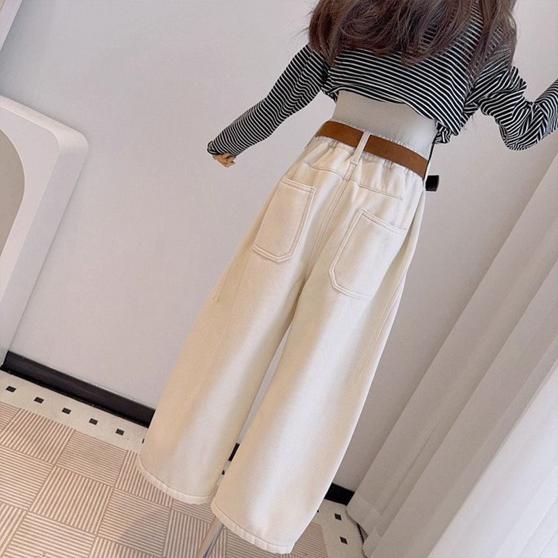 女童秋冬季洋气白色牛仔裤中大童韩版宽松一体加绒加厚裤子儿童装,淘宝优惠券,粉丝福利购,淘宝优惠卷