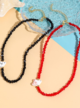 卡卡KA情人节礼物甜蜜浪漫碎石水晶心形Choker颈链锁骨纯碎闪耀