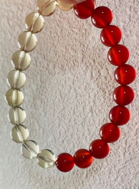 7A收藏级黄水晶冰透红玛瑙手链