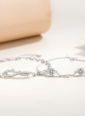 新款荆棘玫瑰情侣手链男女一对