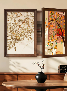 中古风双开门式餐厅电表箱装饰画