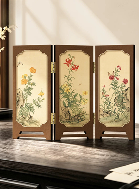 宋代美学花鸟桌面小屏风高级折叠