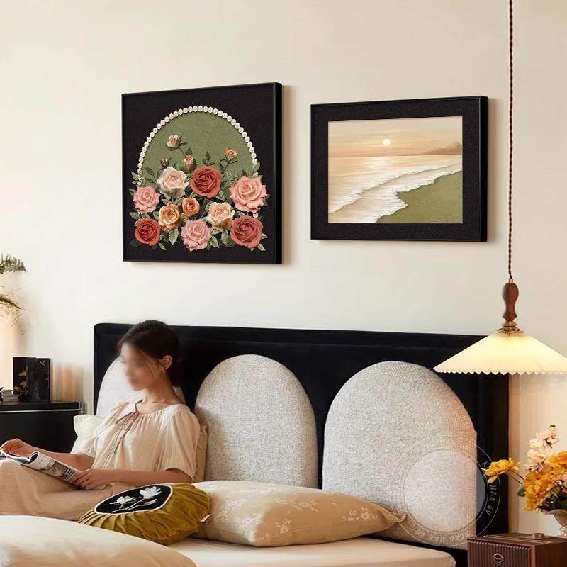 中古风玫瑰花卉卧室床头装饰画法式复古主卧房间挂画餐厅组合壁画,淘宝优惠券,粉丝福利购,淘宝优惠卷