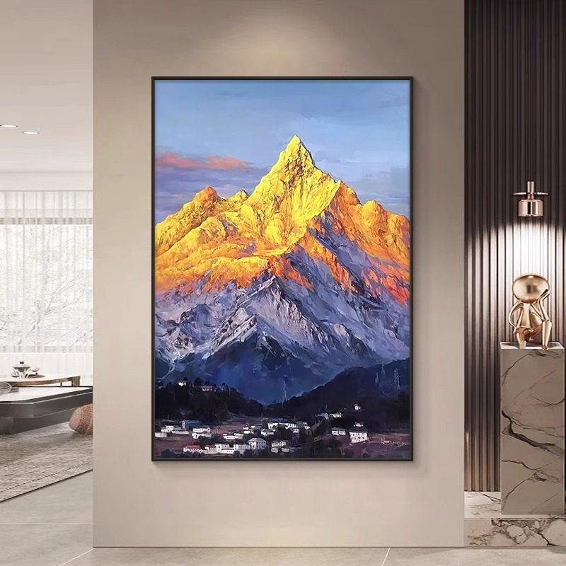 日照金山客厅装饰画现代简约沙发背景墙挂画高档入户玄关肌理壁画,淘宝优惠券,粉丝福利购,淘宝优惠卷