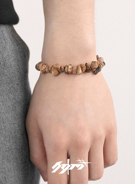 白松石天然碎石手链黄水晶复古