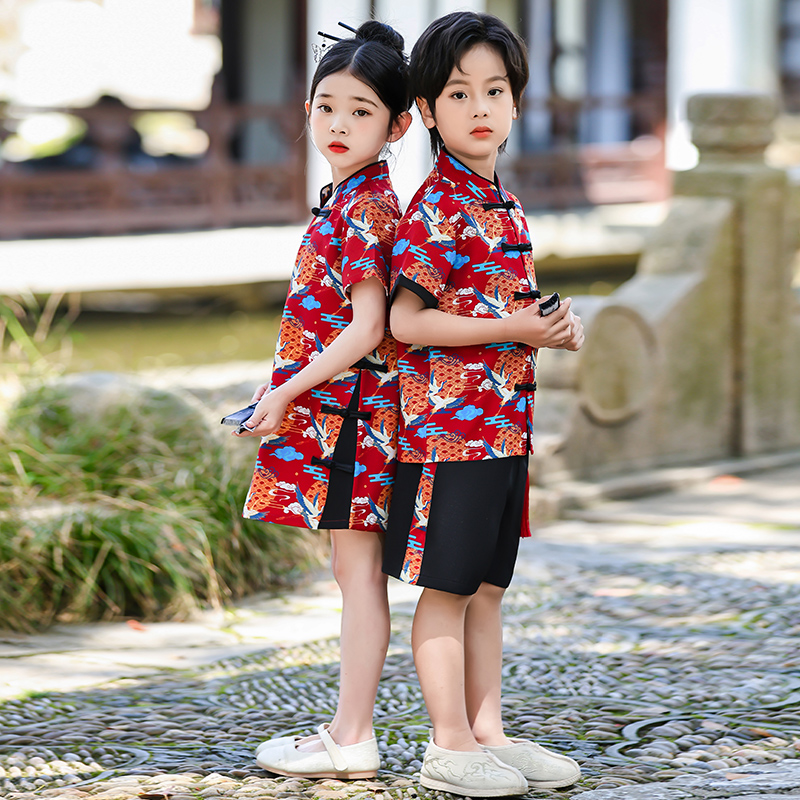 六一儿童演出服小学生新中式国风幼儿园汉服舞蹈服民族服装表演服-图2