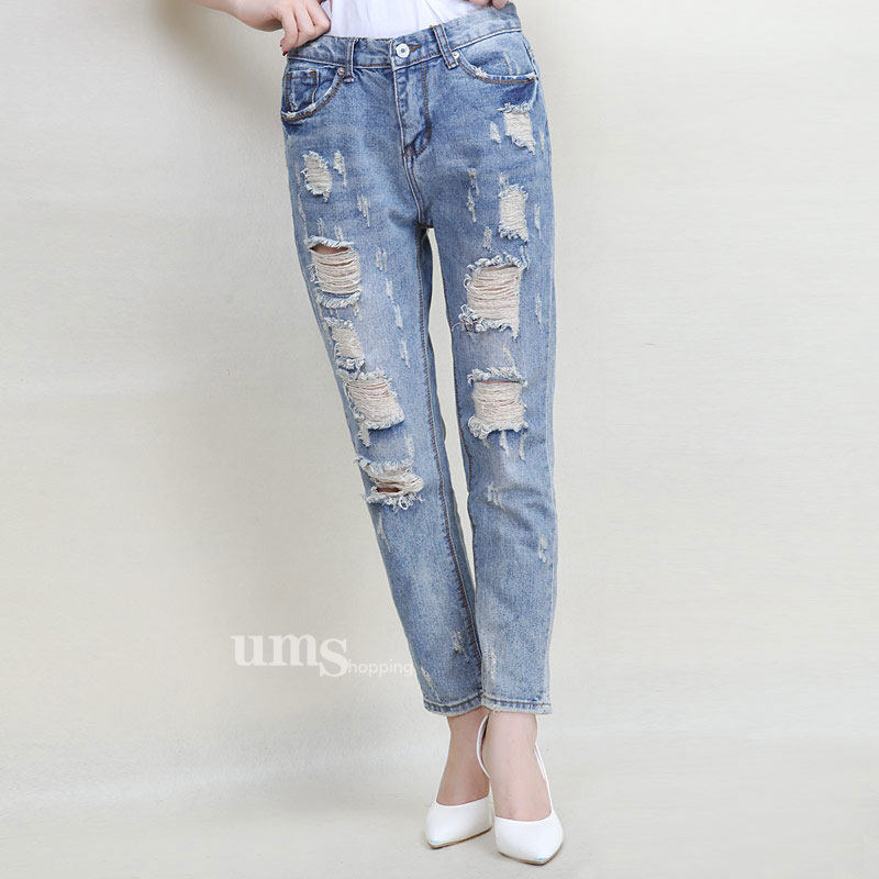 精美品2024秋季新款韩版学院风bf破洞牛仔裤女九分裤长裤直筒裤,淘宝优惠券,粉丝福利购,淘宝优惠卷