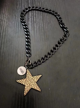 韩版街拍时尚五角星夸张粗项链星星黑色短项链锁骨LOVE项链包邮