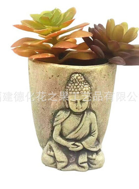 厂家直销创意个性水泥多肉花盆人头佛像圆形方形家居桌面摆件装饰