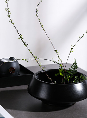 北欧简约陶瓷花盆大号创意花盆摆件客厅家居装饰白色圆型盆栽容器