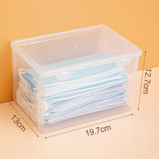 大容量口罩收纳盒家用玄关装放口鼻罩翻盖口罩盒暂存收纳透明盒子,淘宝优惠券,粉丝福利购,淘宝优惠卷